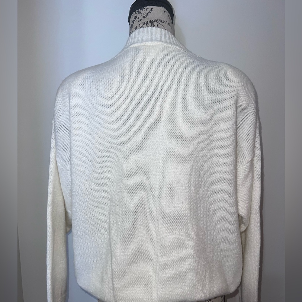Basket of Yarn Vintage 80s Pastel Floral Embroidered Mock Neck Sweater/Large - Picture 5 of 11